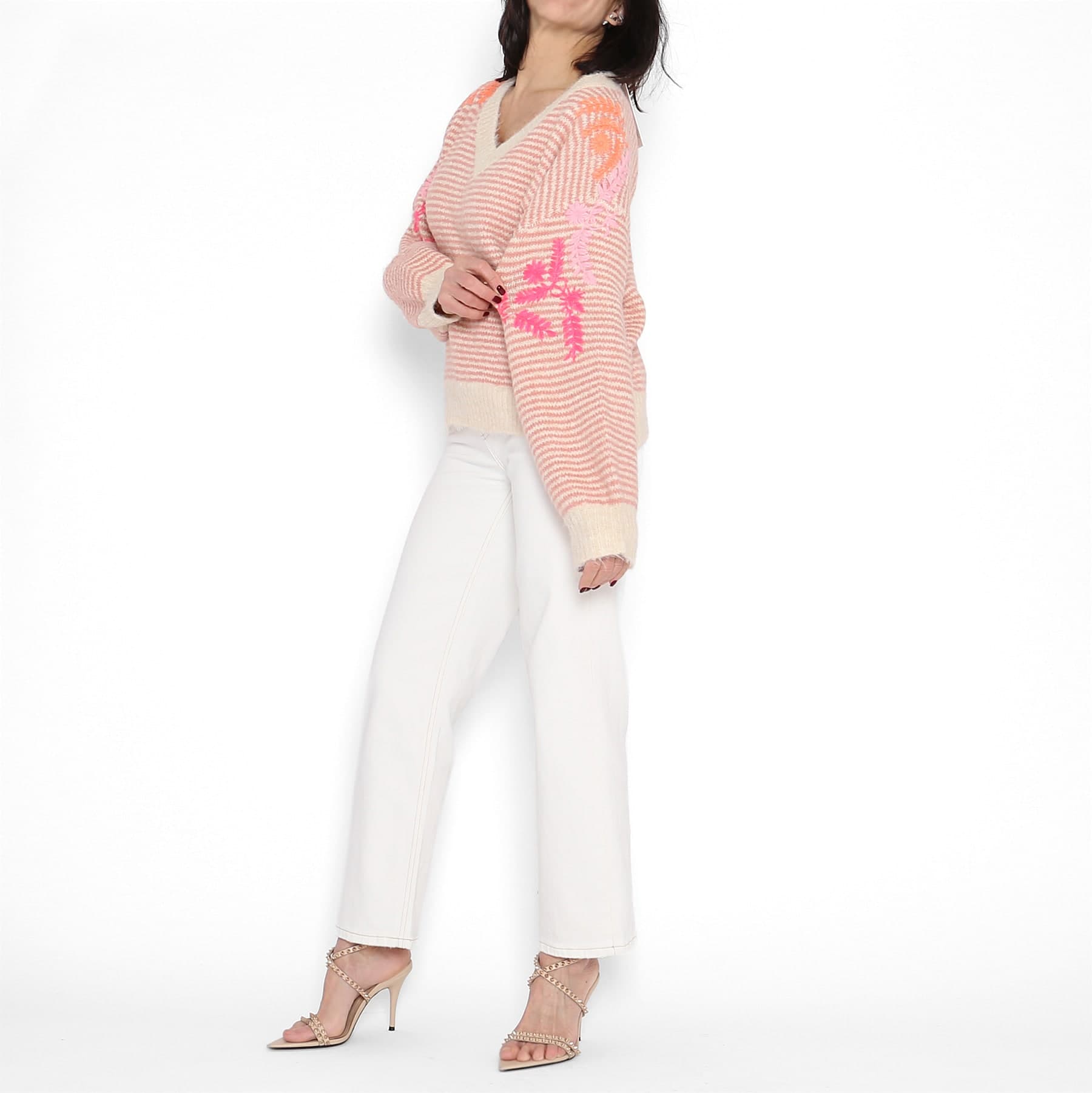Jersey Bordados Rosa - Crema — foto 2