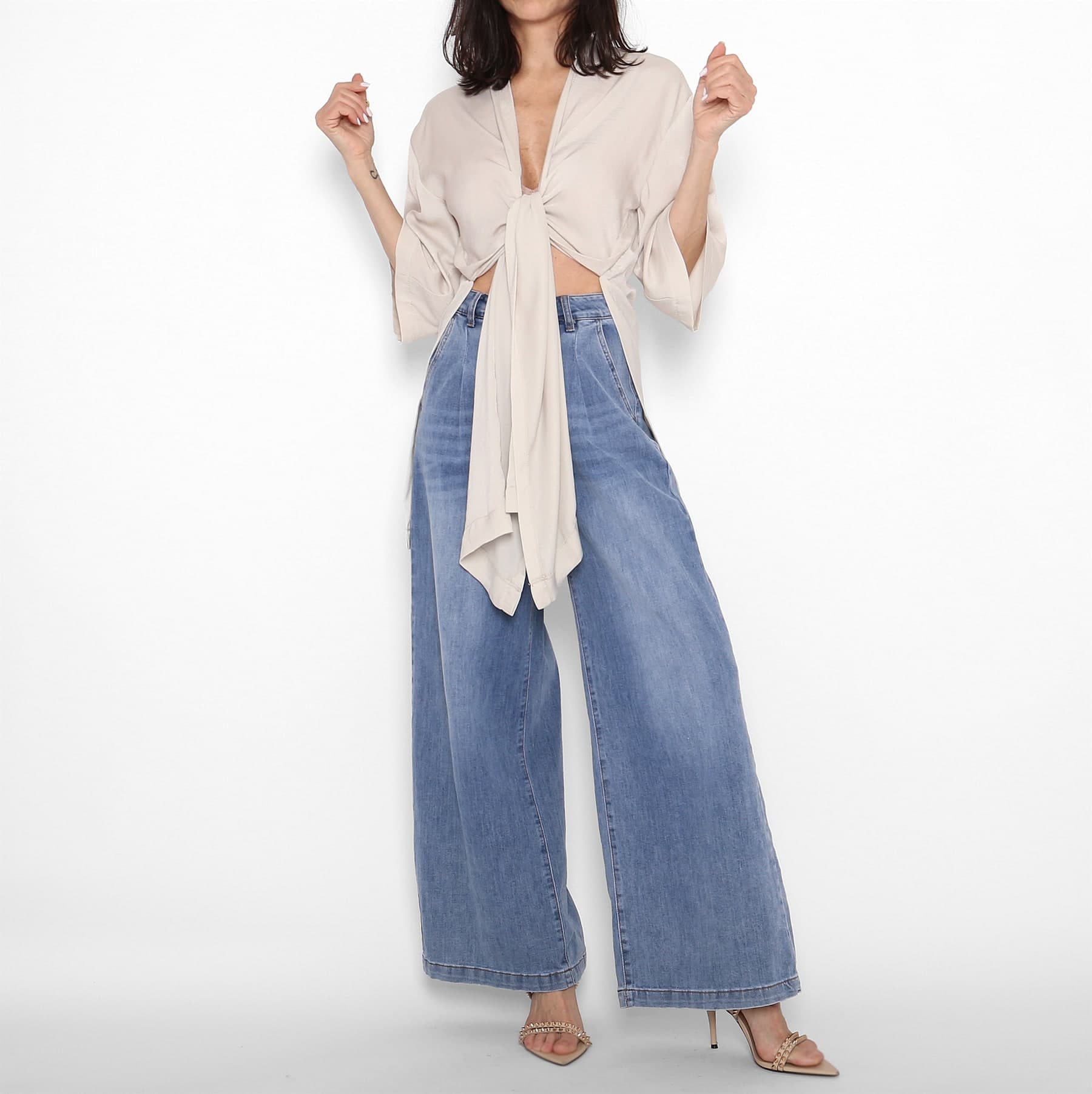 Kimono Satinado Marfil — foto 2