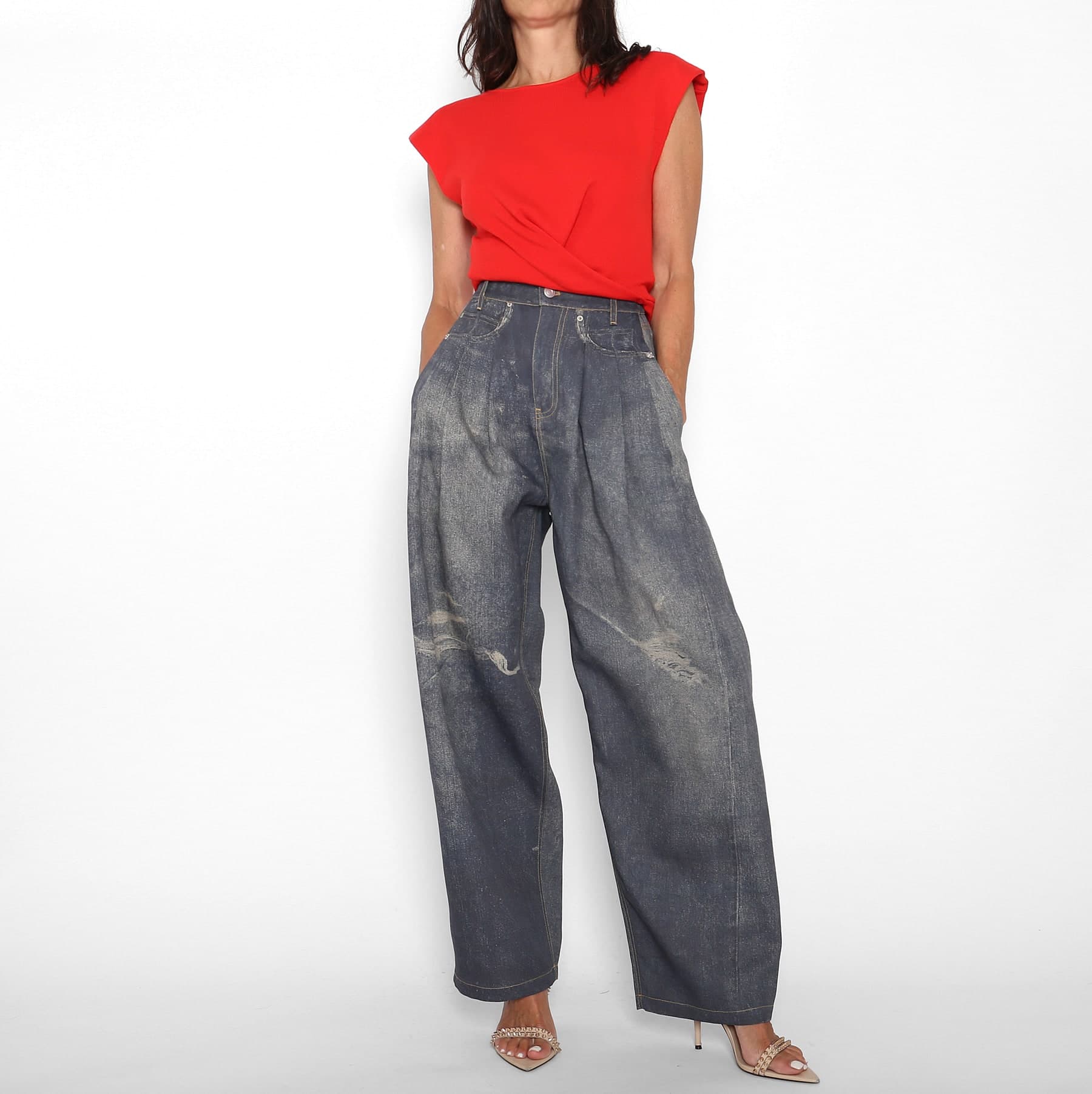 Pantalón Falso Denim Ancho — foto 2