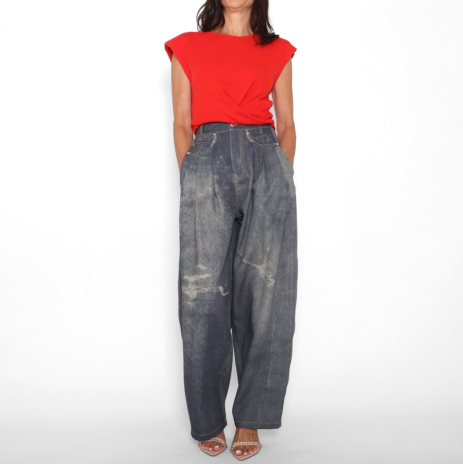 Pantalón Falso Denim Ancho — foto 3