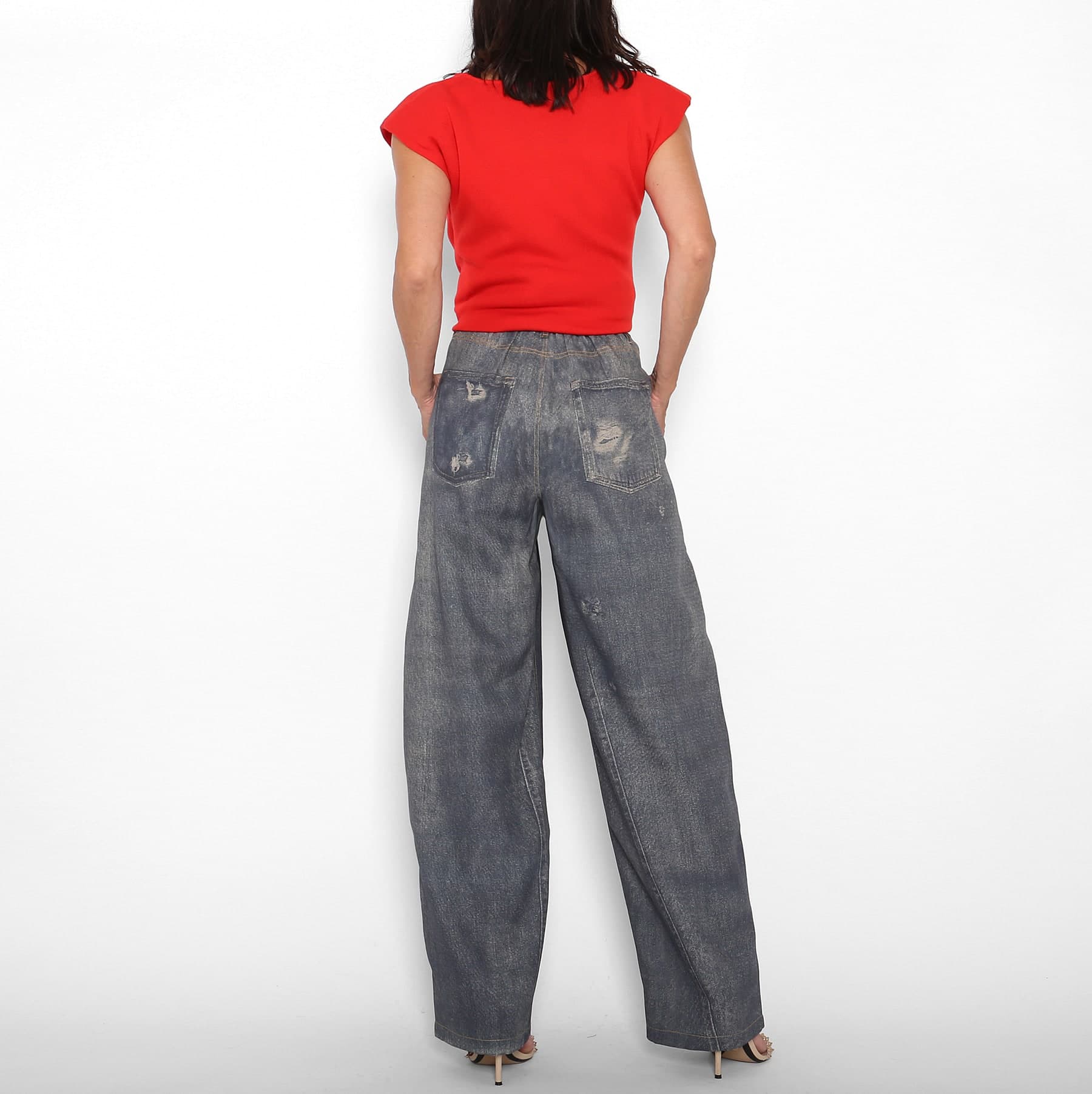 Pantalón Falso Denim Ancho — foto 4