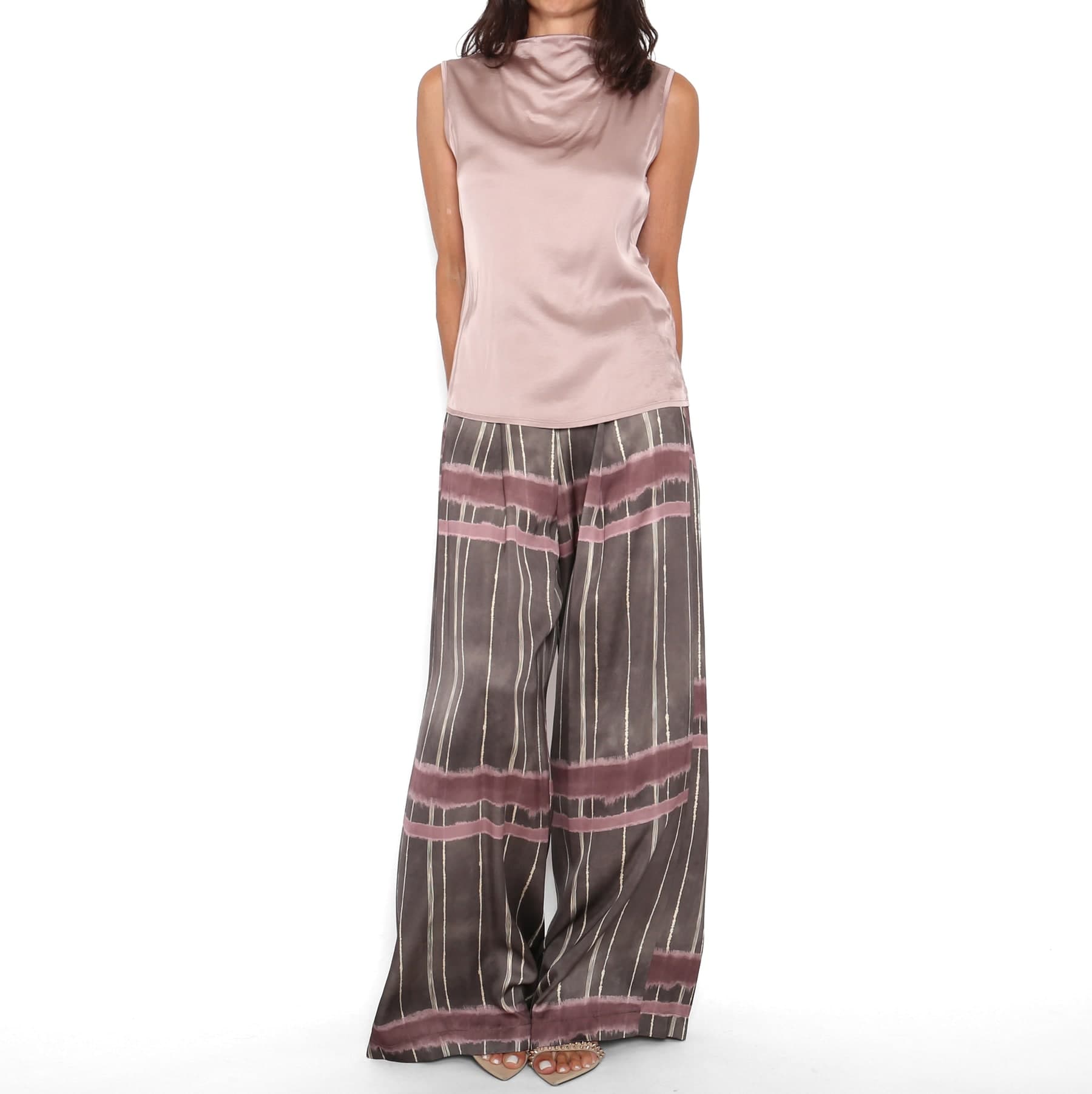 Pantalón Rayas Satinado Gris — foto 4