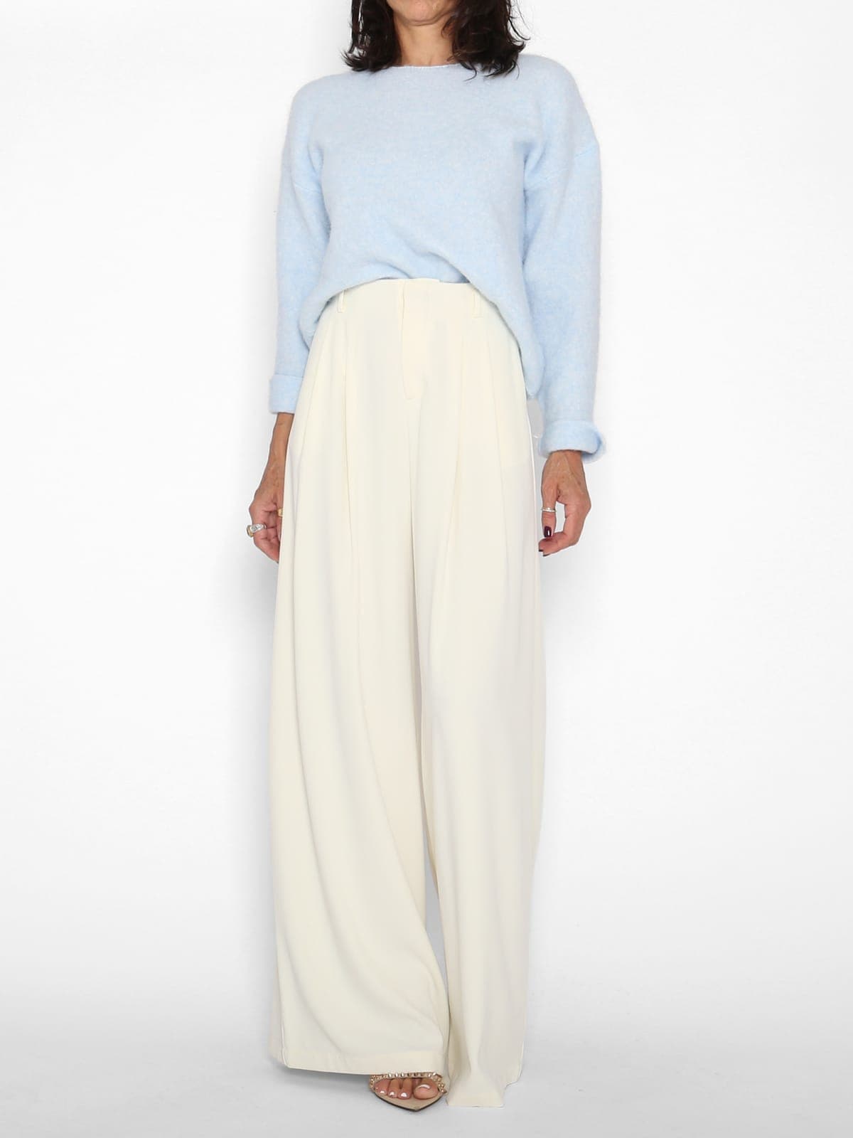 Pantalón Fluido Pinzas Blanco — foto 3