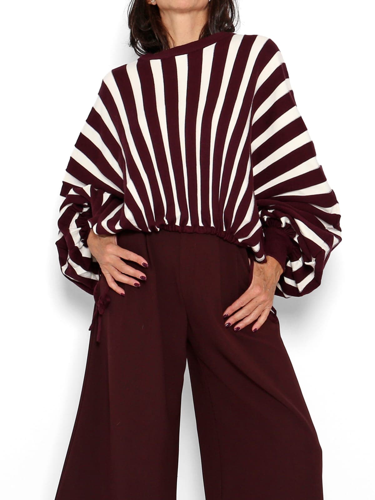Jersey Poncho Rayas Berenjena