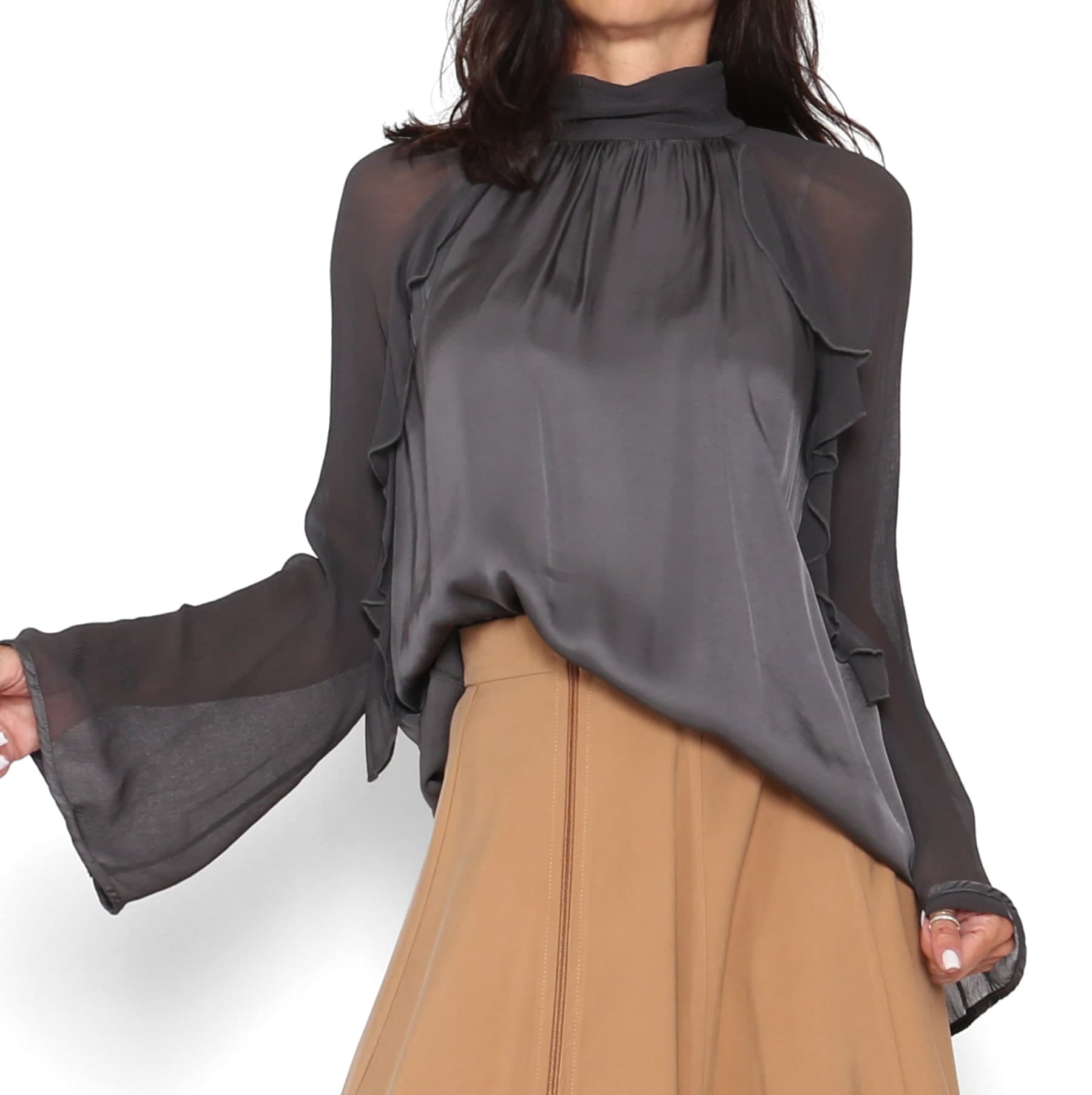 Blusa Volantes Gris