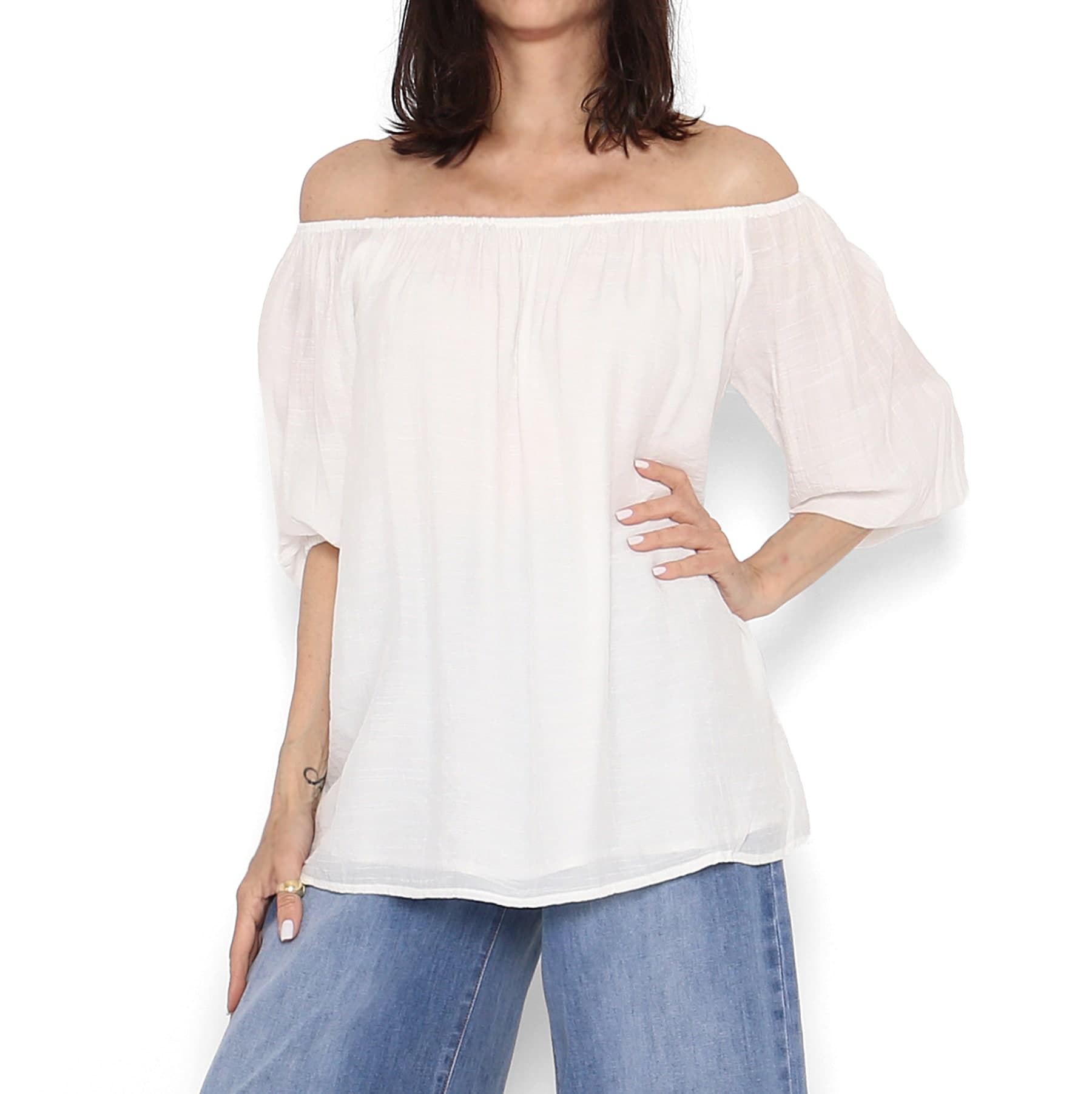 Blusón Cuello Barco Blanco