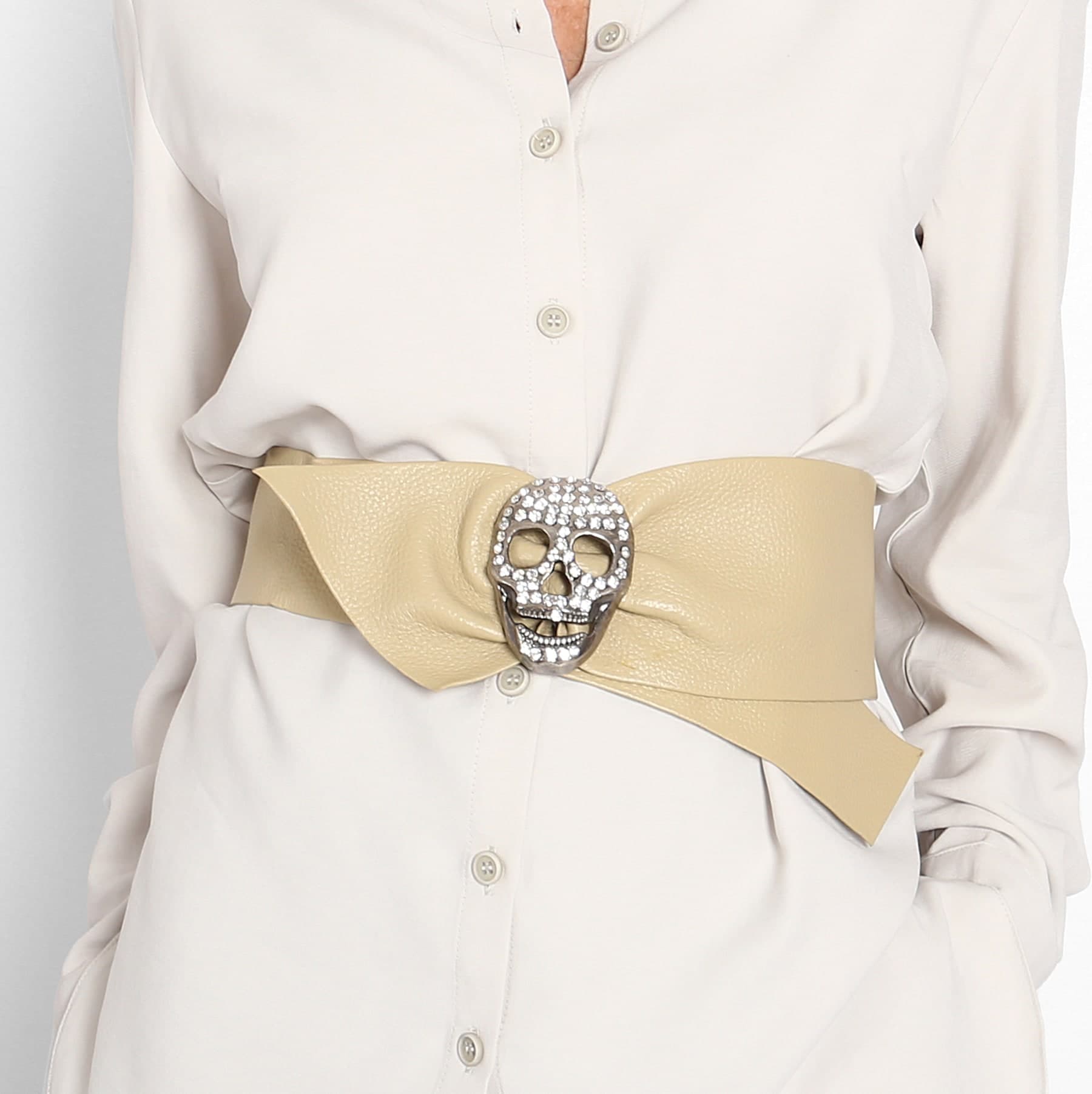 Cinturón Calavera Beige