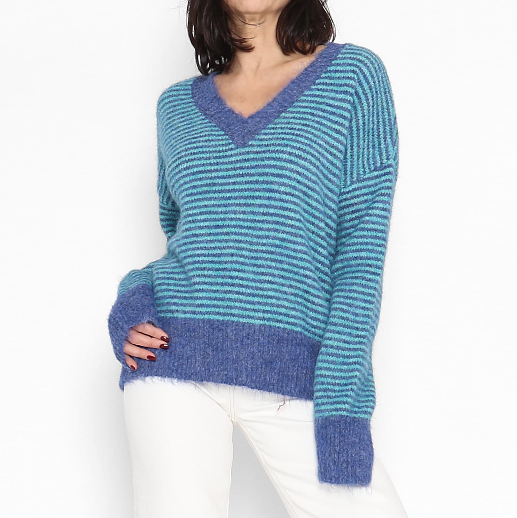 Jersey Bicolor Azul Y Turquesa
