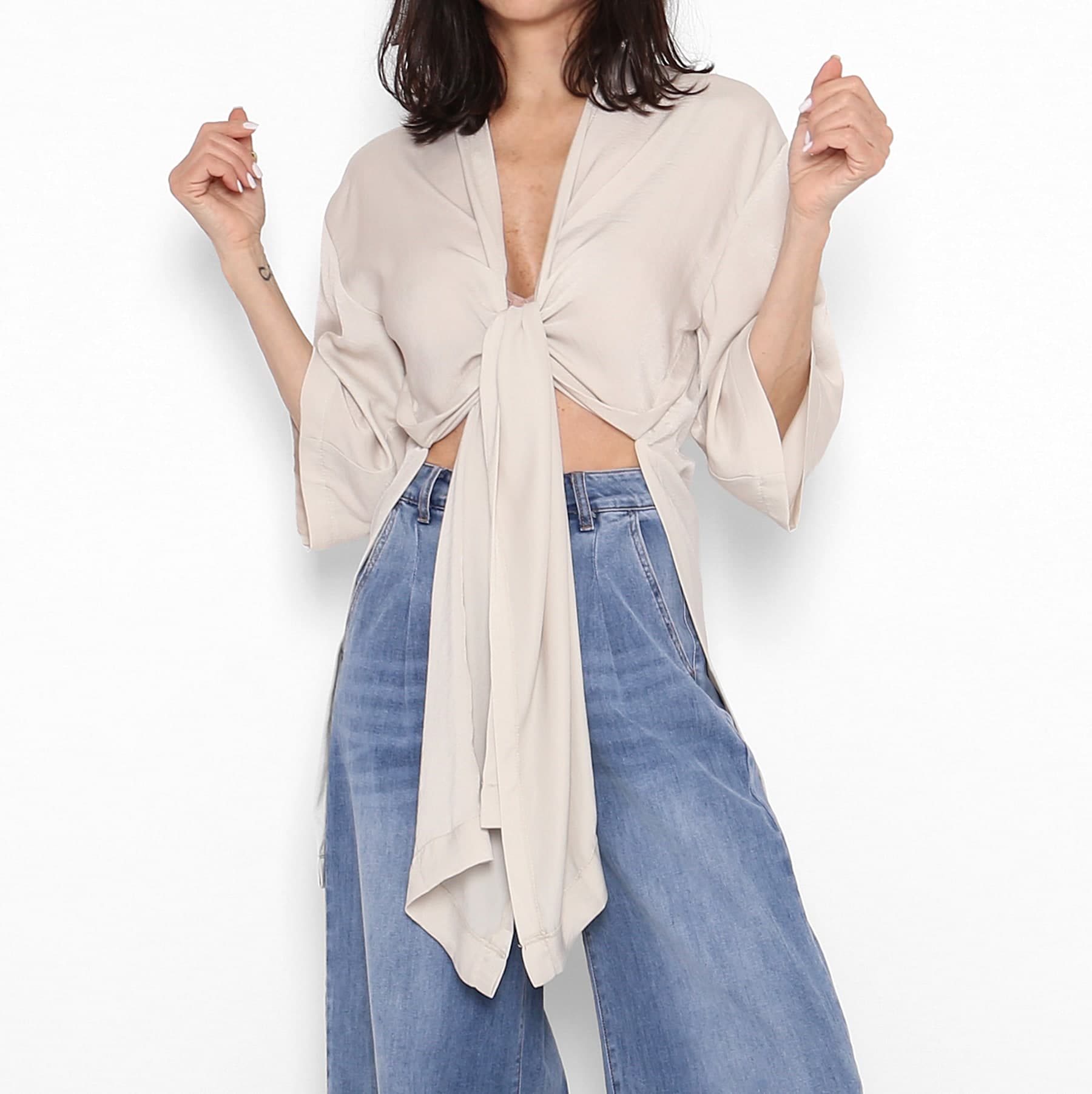 Kimono Satinado Marfil