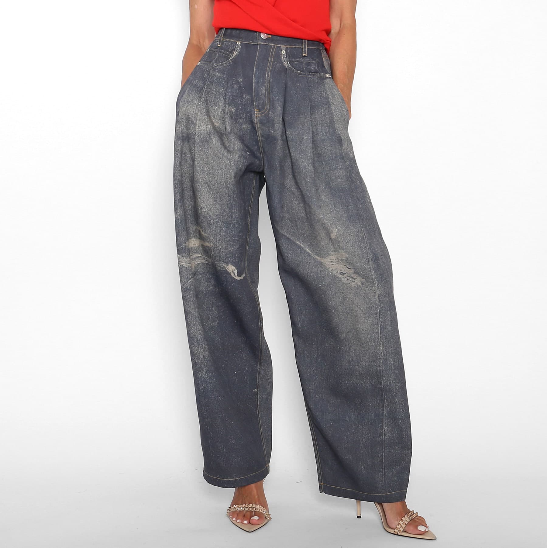 Pantalón Falso Denim Ancho