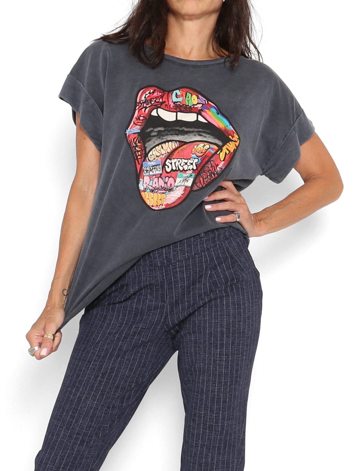 Camiseta Lips Negra