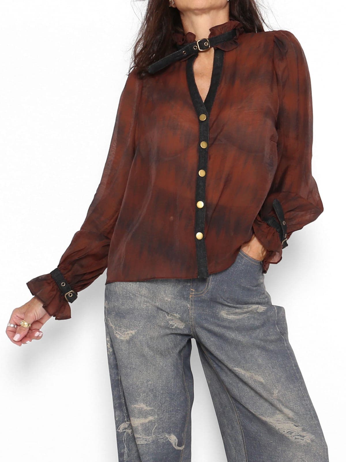 Camisa Gastada Burgundy