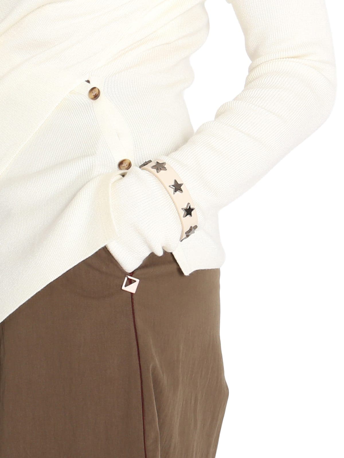 Pulsera Piel Estrellas Marfil